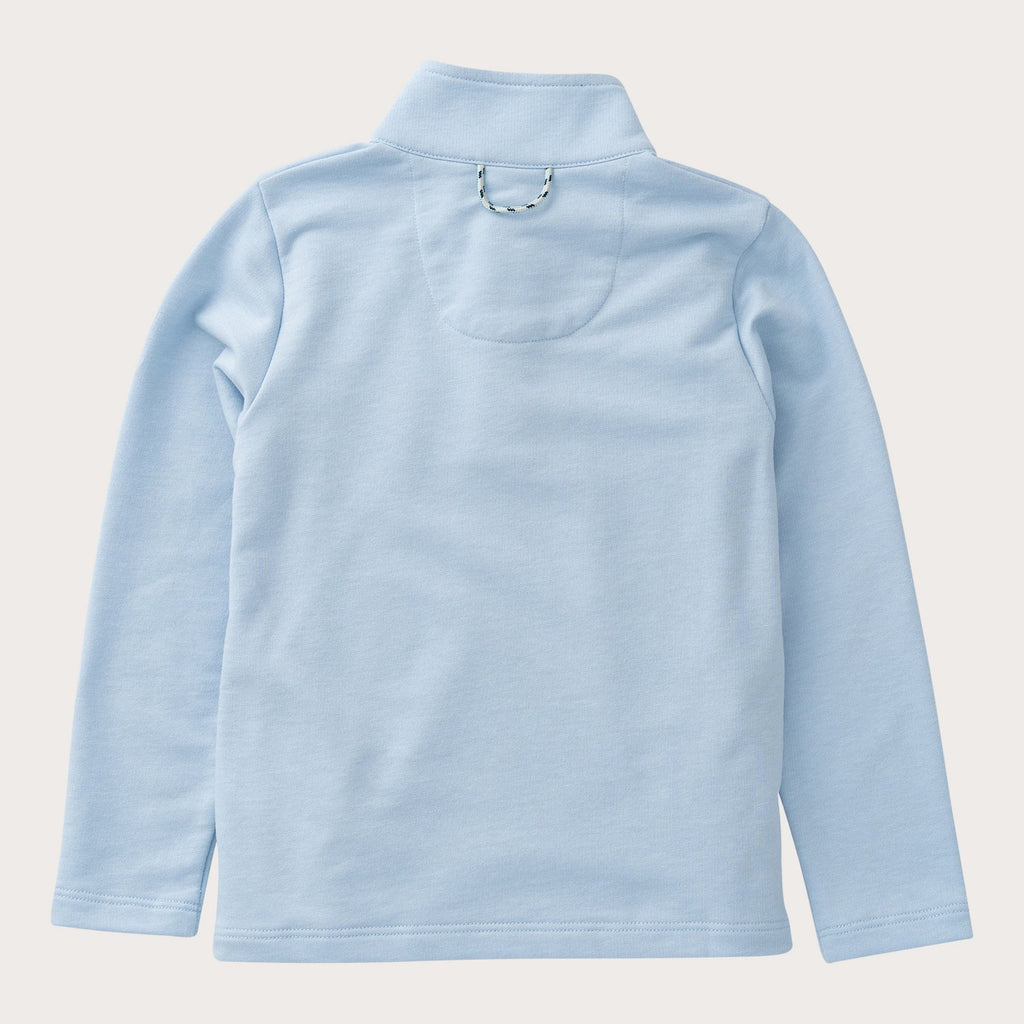 Boys' Sporty Snap Pullover in Cashmere Blue with Plaid Liner