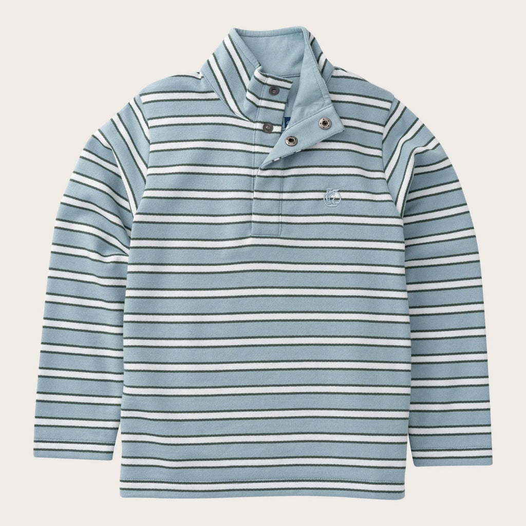 Boys' Sporty Snap Pullover in Arona Blue Stripe
