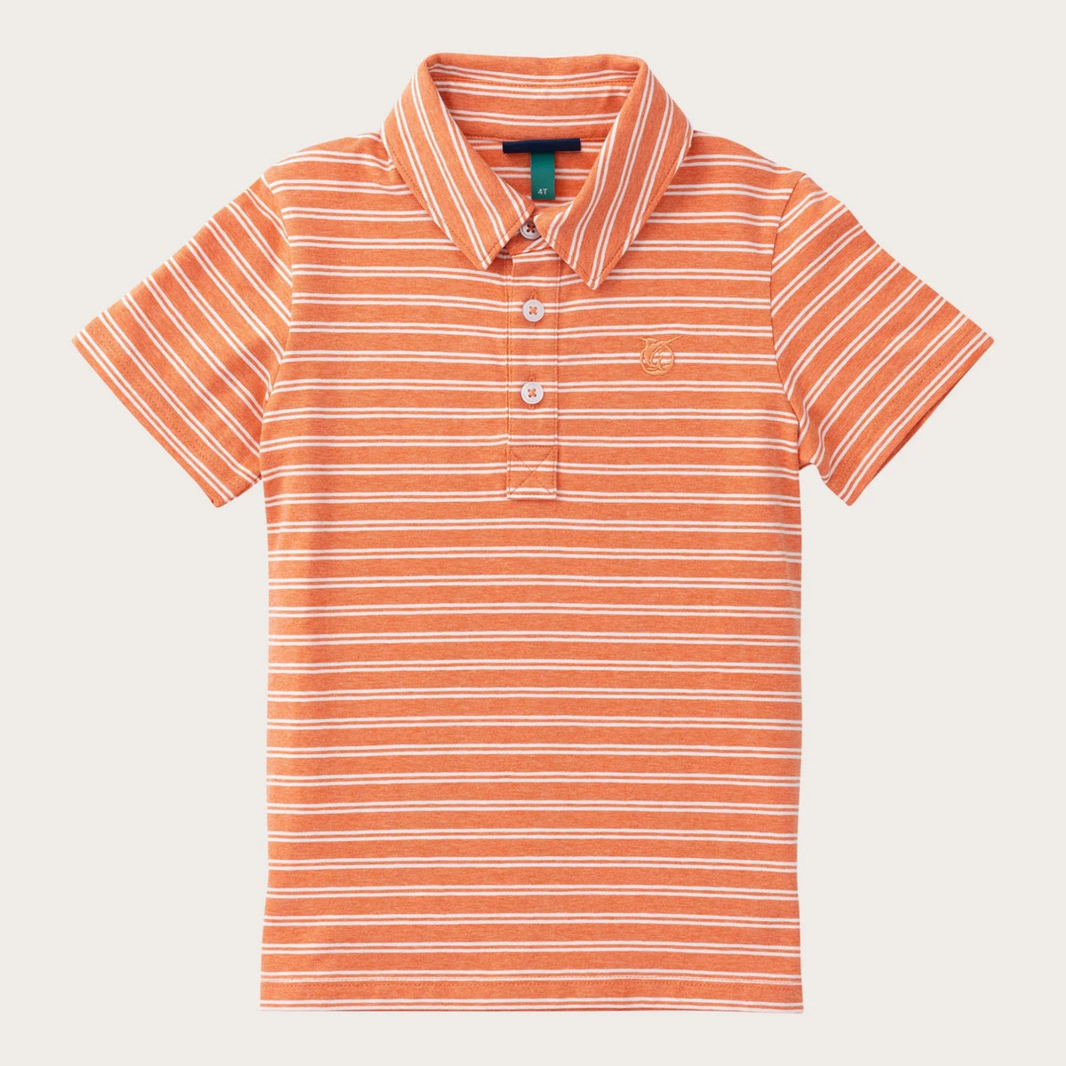 Boys' Short Sleeve Cotton Polo in Melon Stripe