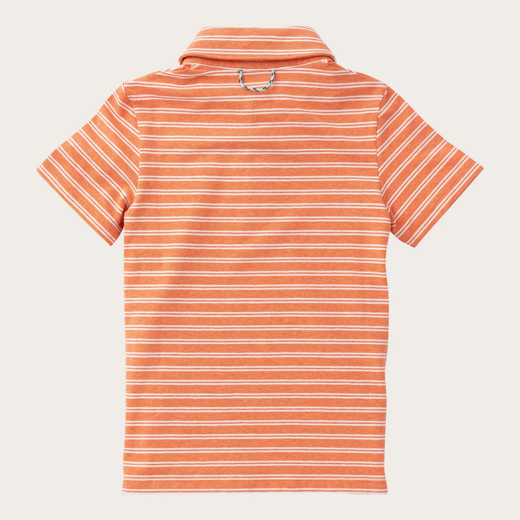 Boys' Short Sleeve Cotton Polo in Melon Stripe
