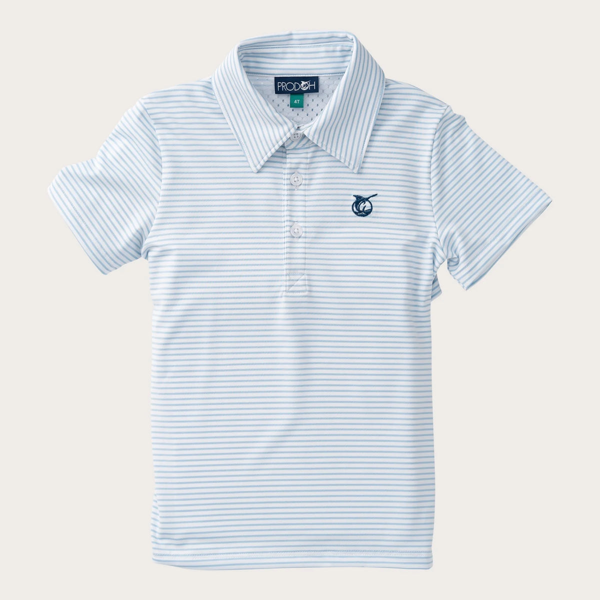 Boys' Short Sleeve Pro Performance Polo in Classic Clear Sky Blue and White Stripe