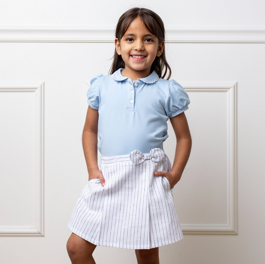 Linen Pleated Bow Skort