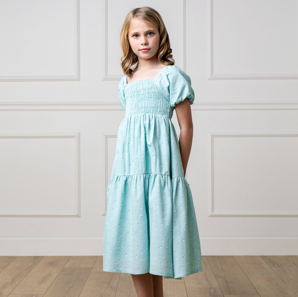 Smocked Bubble Sleeve Dress