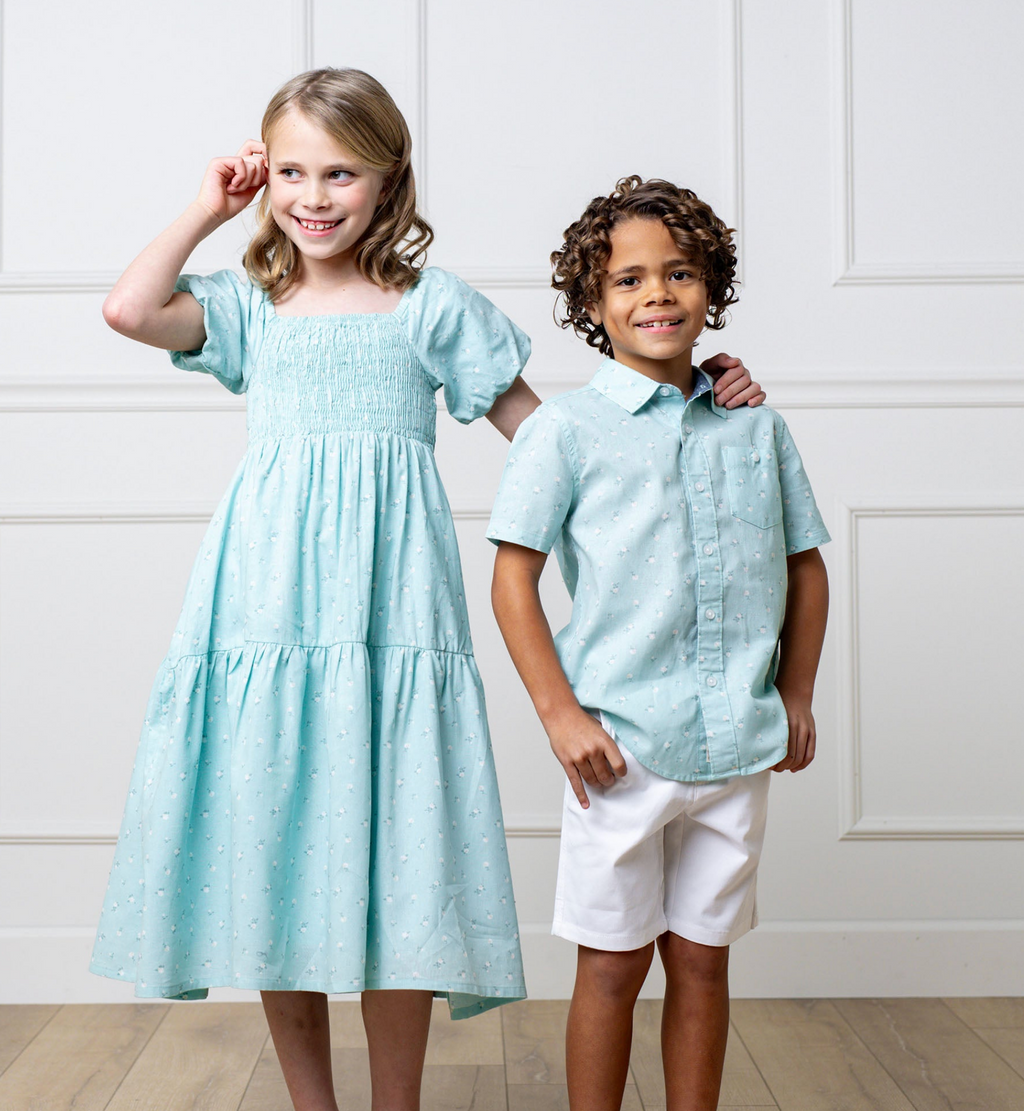 Smocked Bubble Sleeve Dress