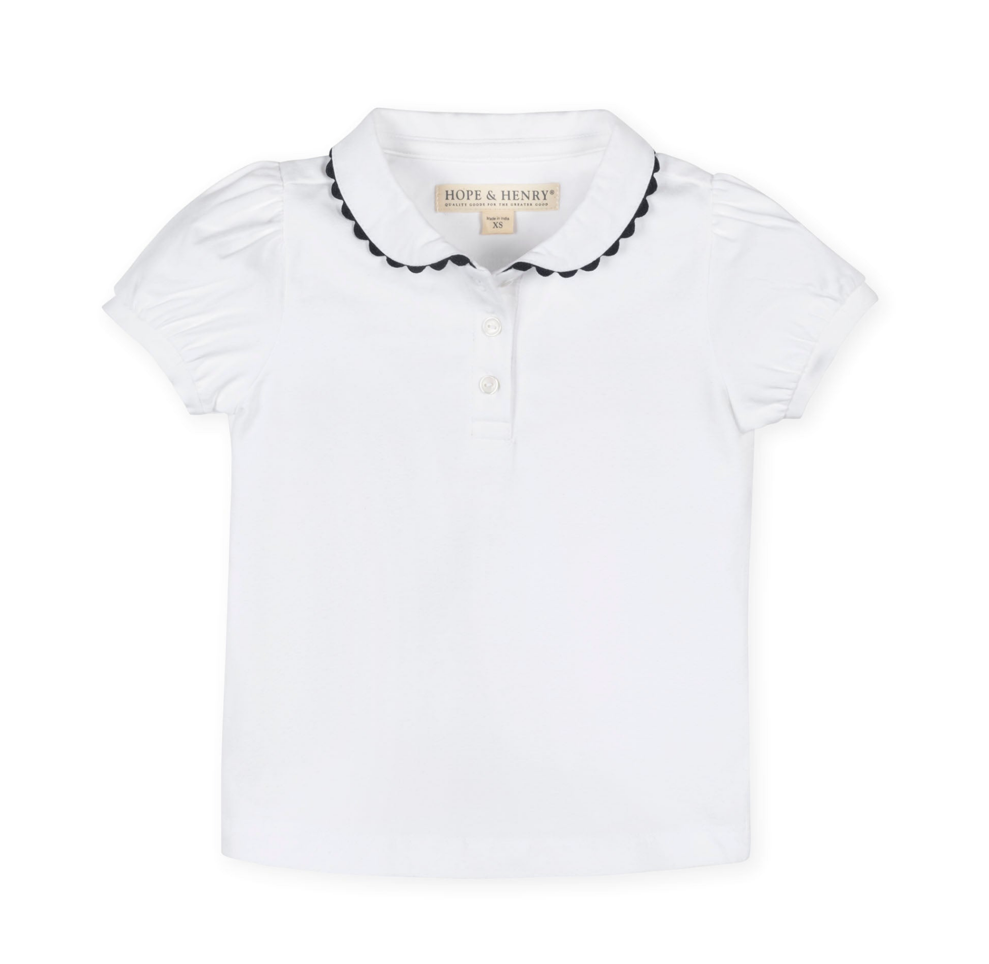 White Organic Puff Sleeve Polo