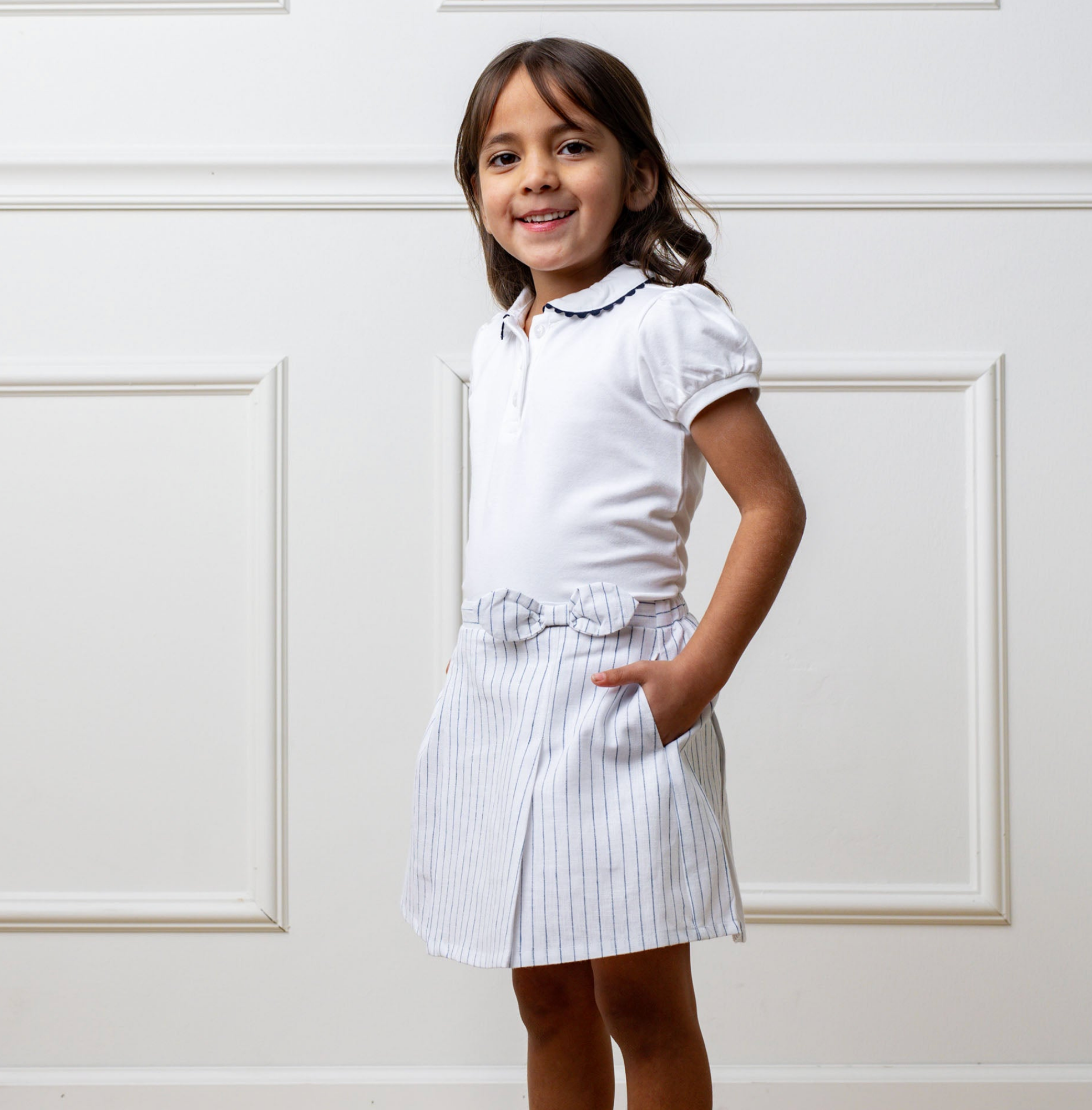 White Organic Puff Sleeve Polo