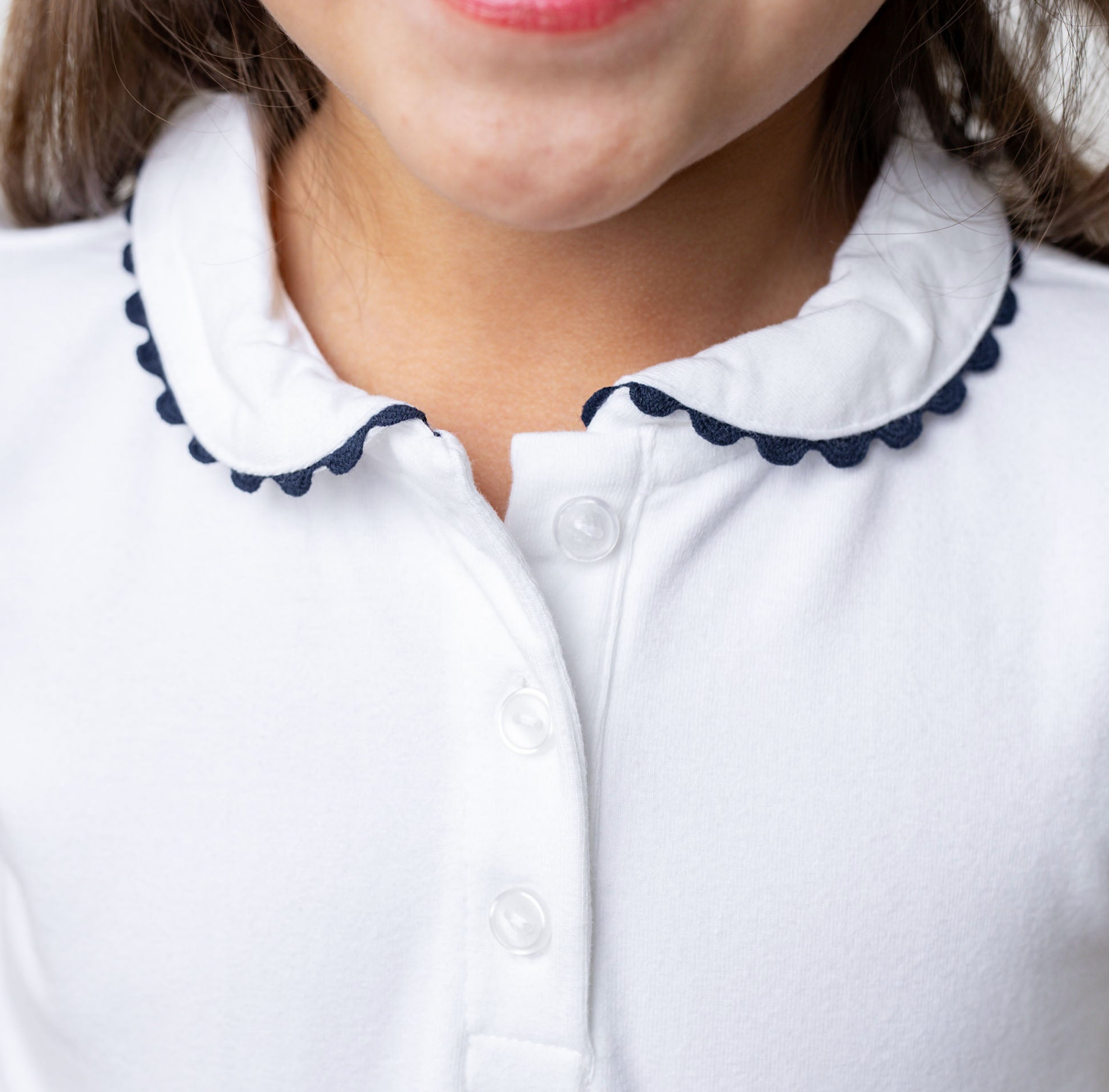 White Organic Puff Sleeve Polo