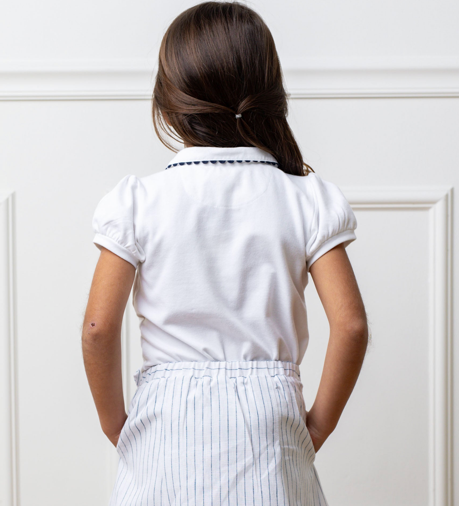 White Organic Puff Sleeve Polo