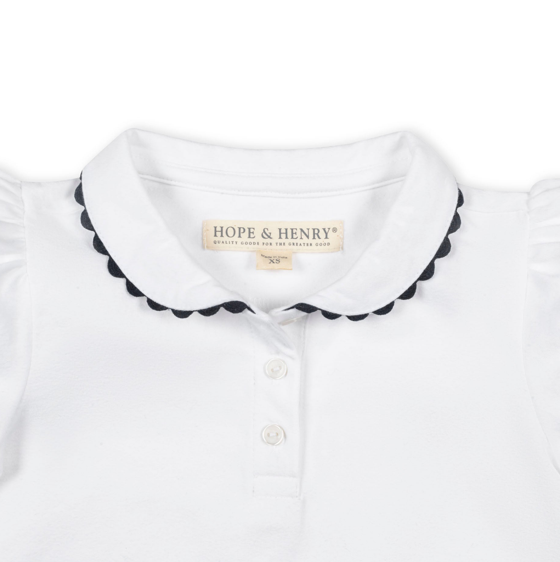 White Organic Puff Sleeve Polo
