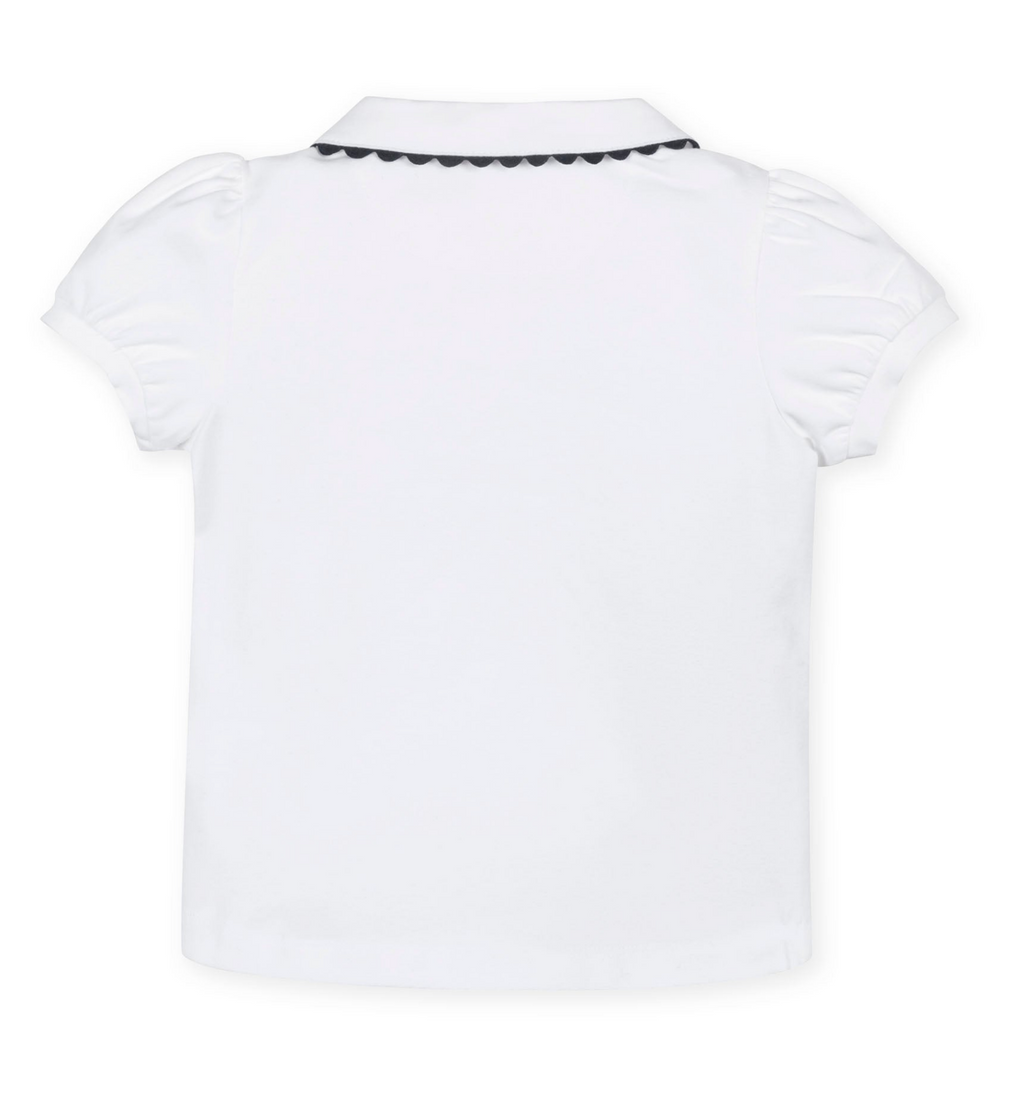 White Organic Puff Sleeve Polo