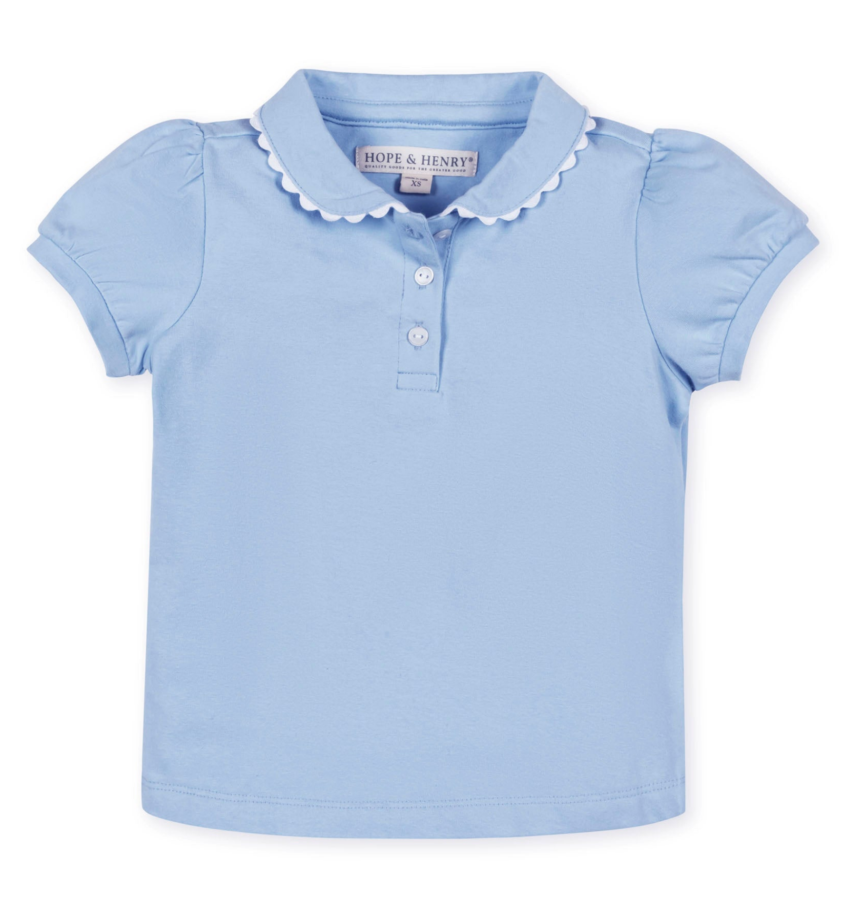 Blue Organic Puff Sleeve Polo