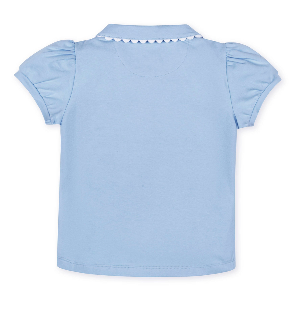 Blue Organic Puff Sleeve Polo