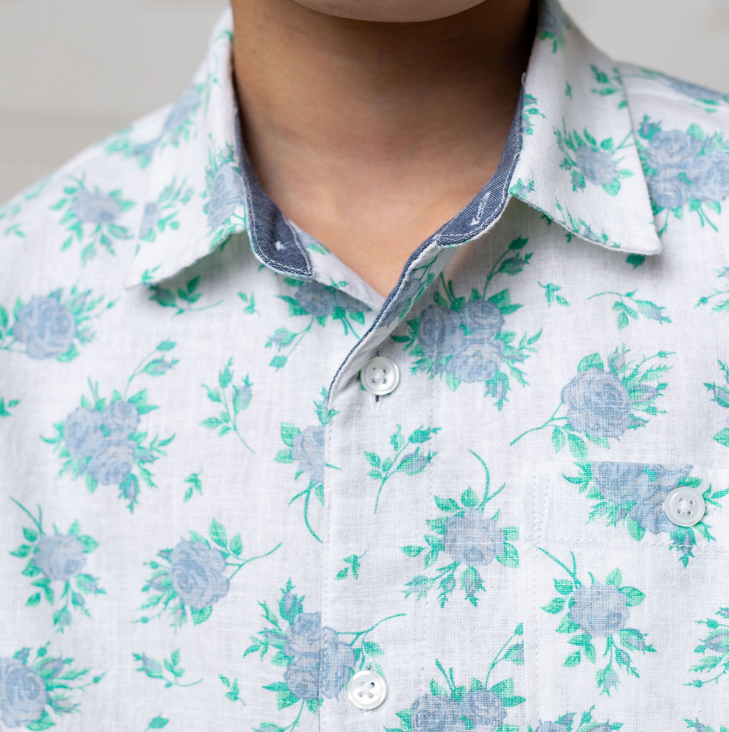 Costal Cottage Floral Linen Shirt