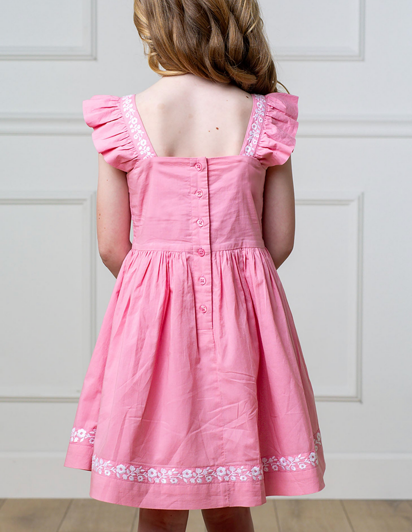 Organic Pleated Apron Dress With Embroidery