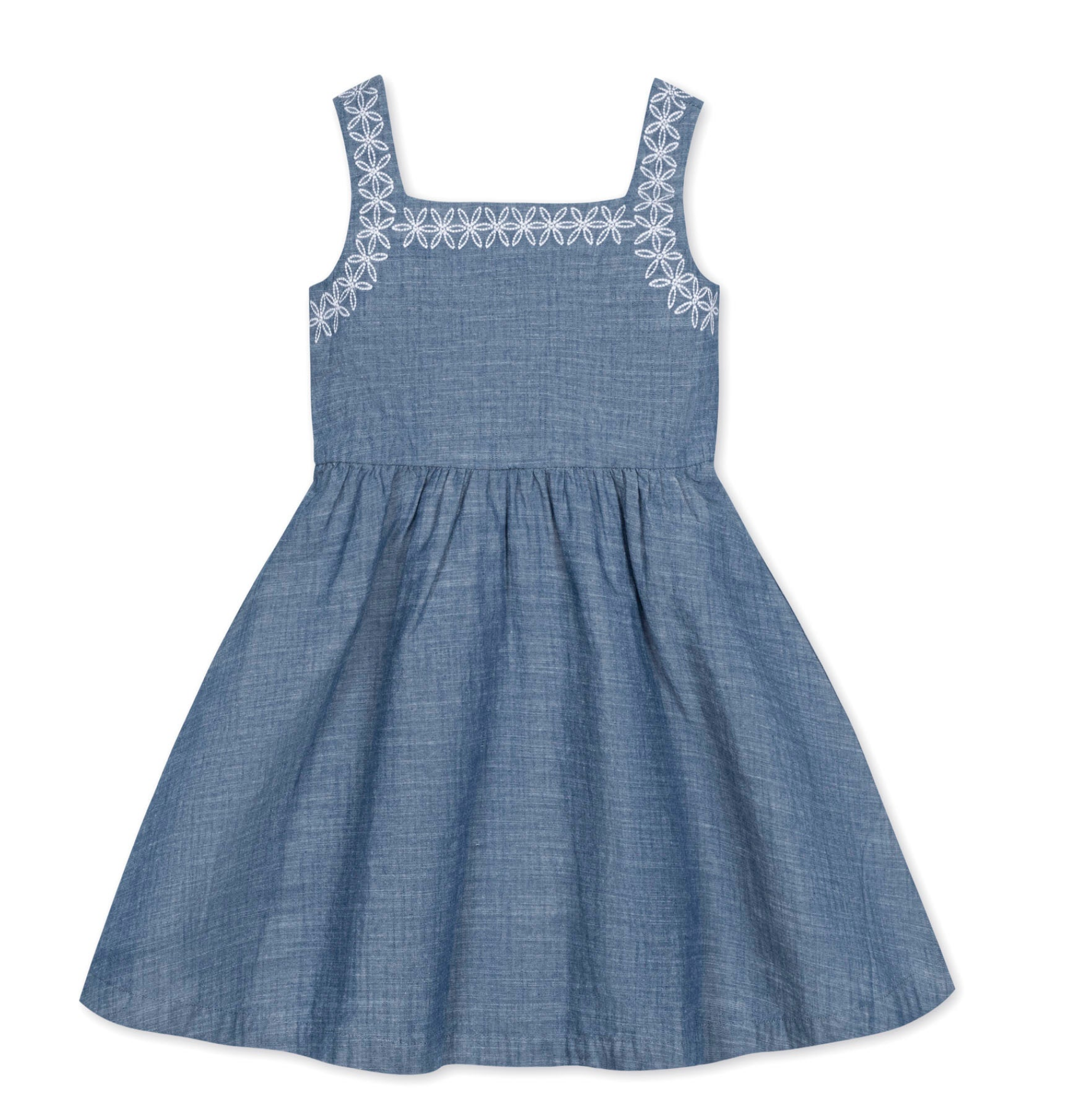 Organic Chambray Sundress With Embroidery