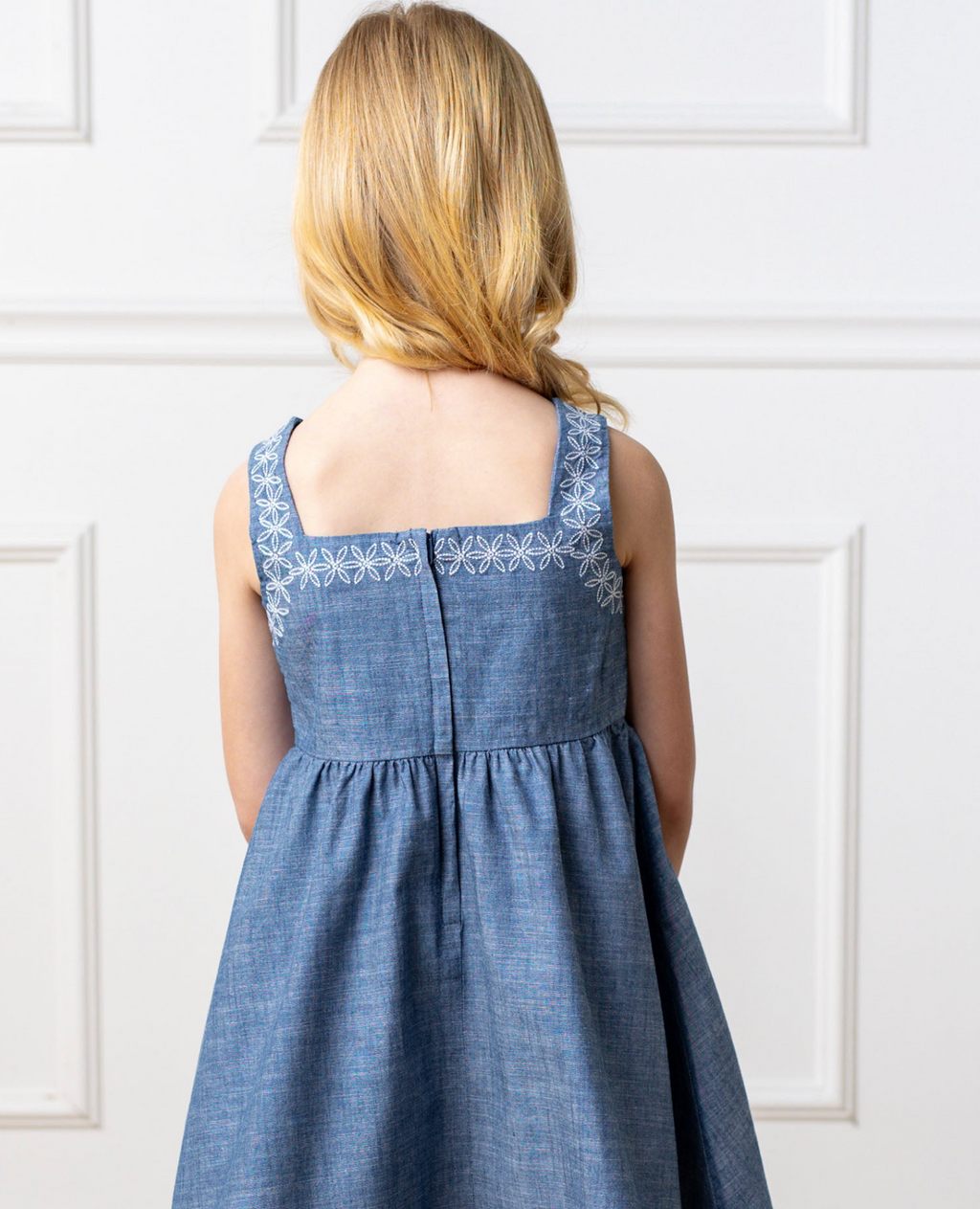 Organic Chambray Sundress With Embroidery
