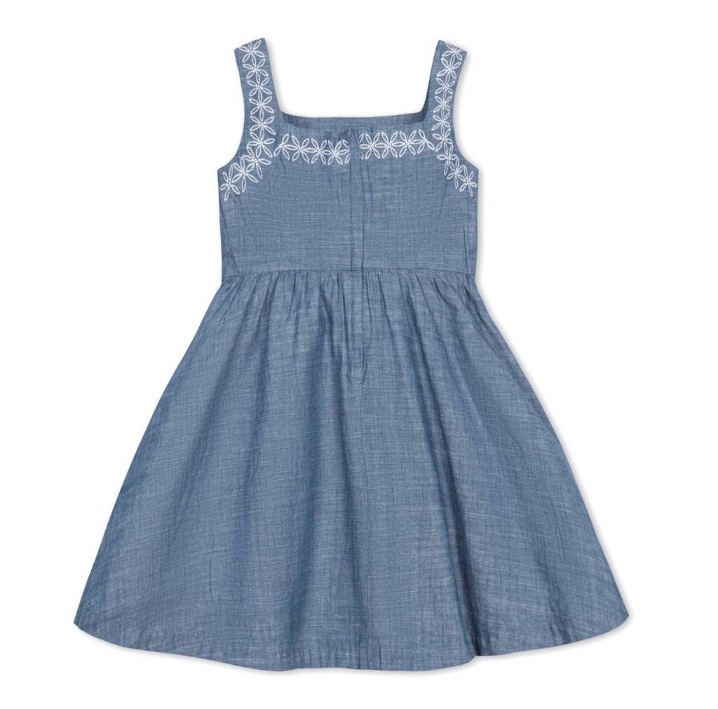 Organic Chambray Sundress With Embroidery