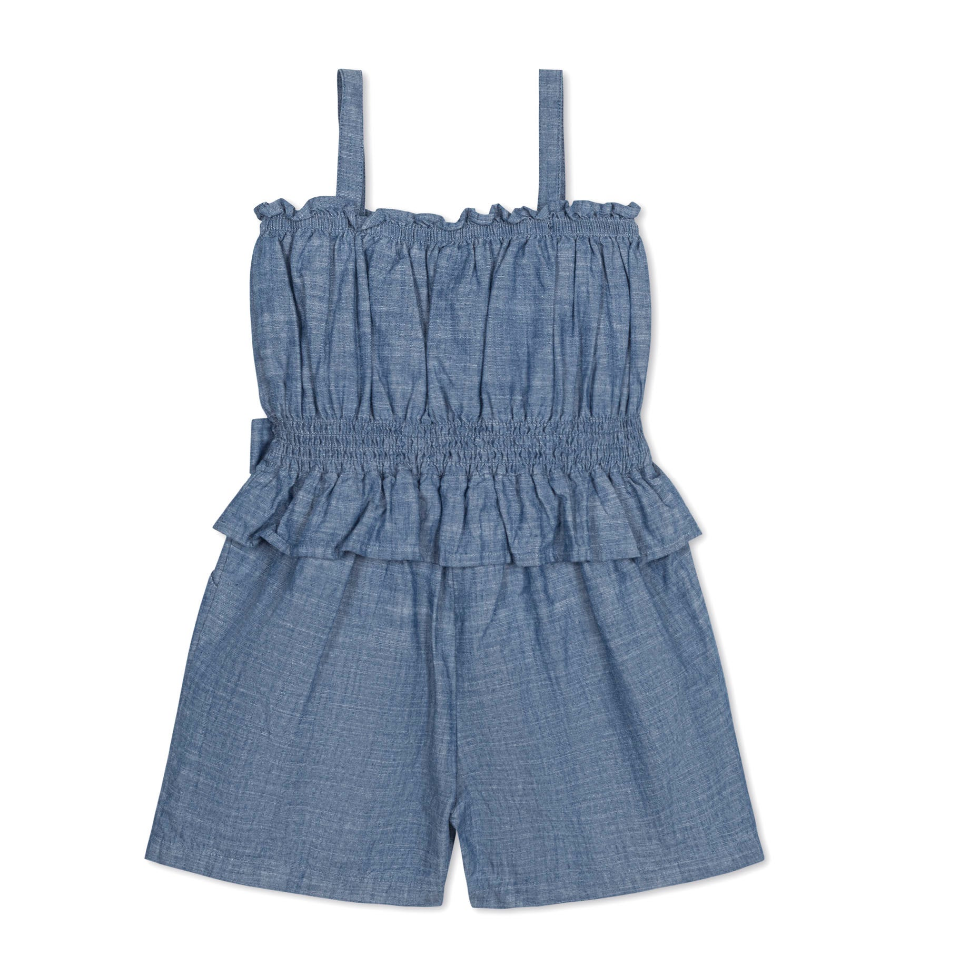 Organic Smocked Waist Chambray Romper