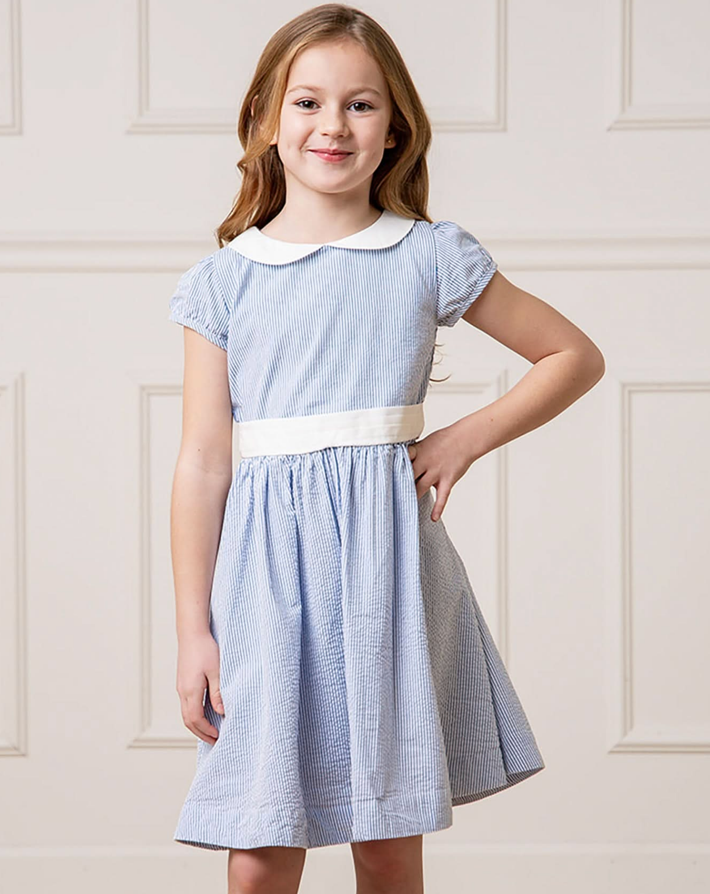 Organic Seersucker Peter Pan Collar Dress