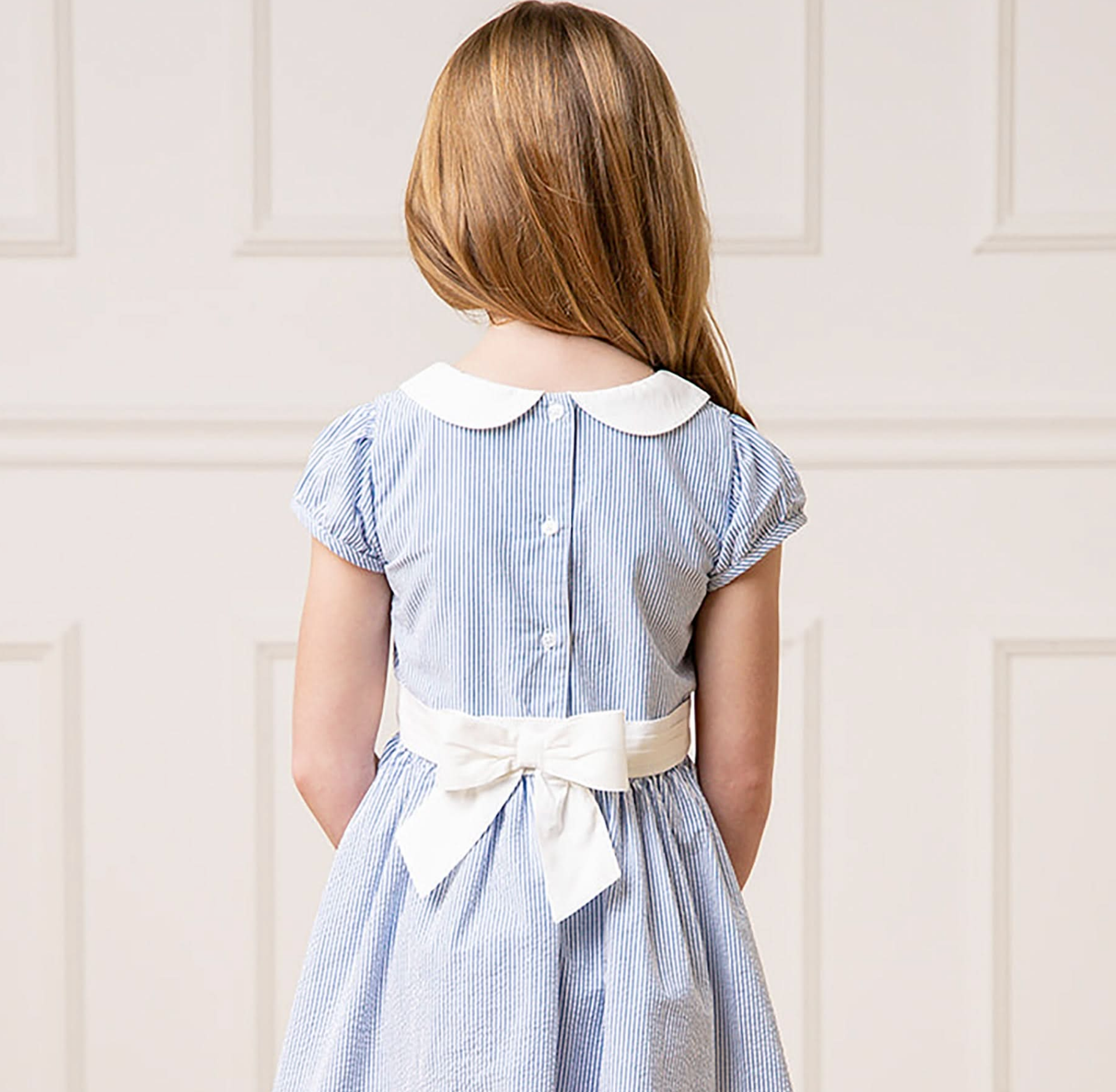 Organic Seersucker Peter Pan Collar Dress