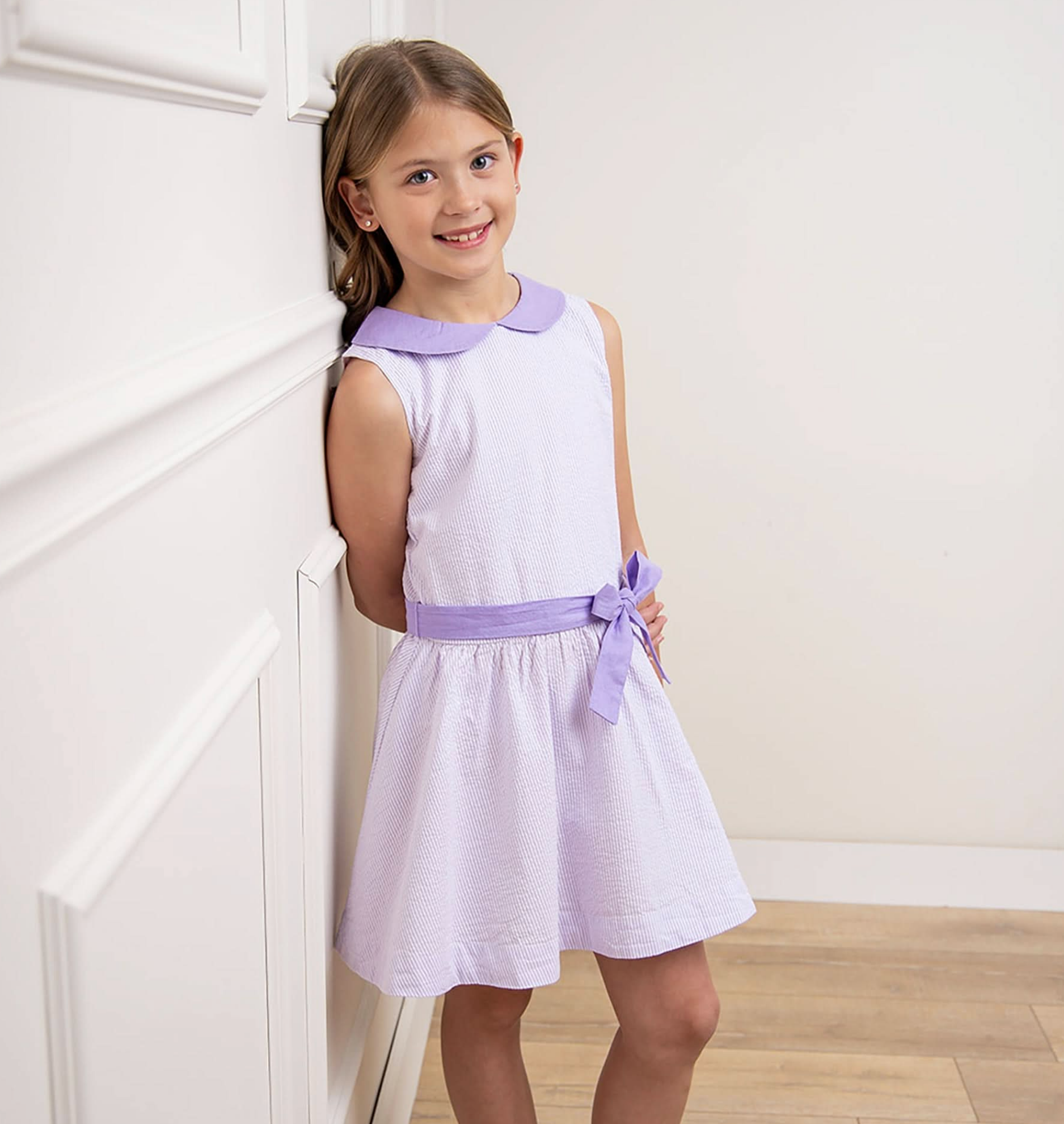 Organic Seersucker Peter Pan Collar Dress
