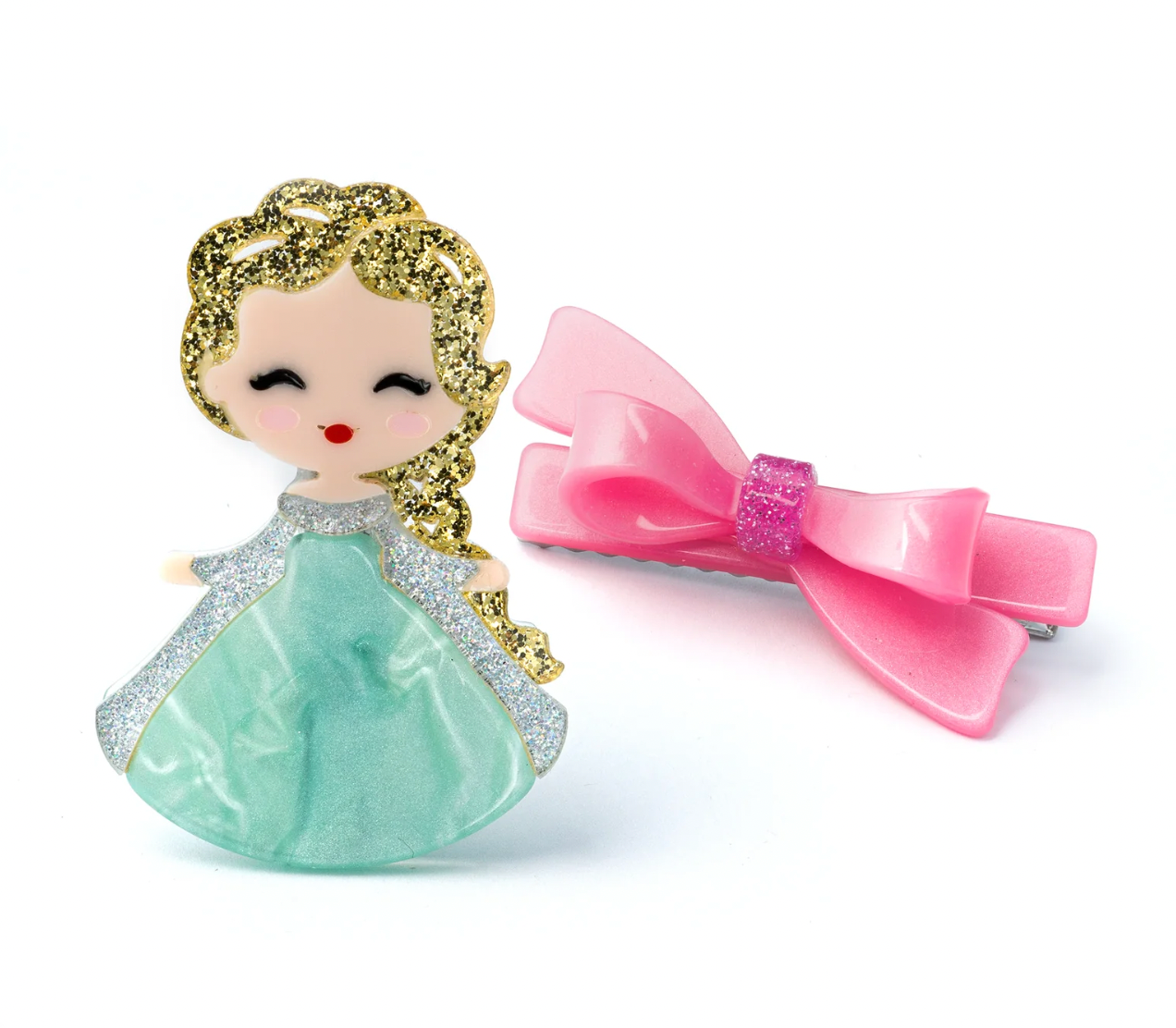 Cute Doll Gold Hair with Bow Hair Clips