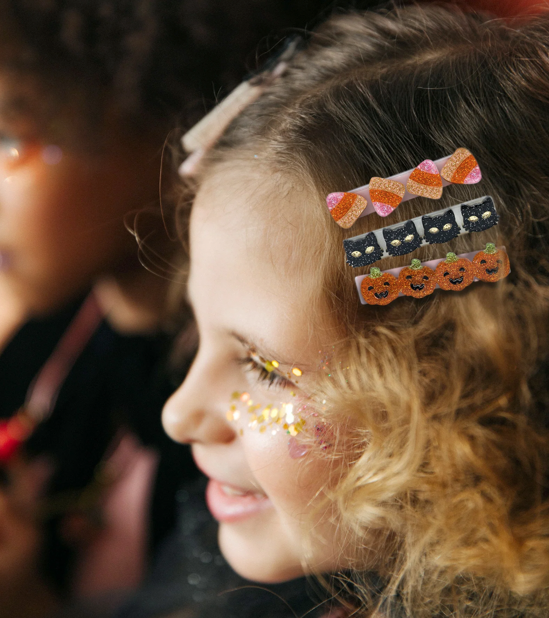 Cat Candy Corn & Pumpkin Hair Clips