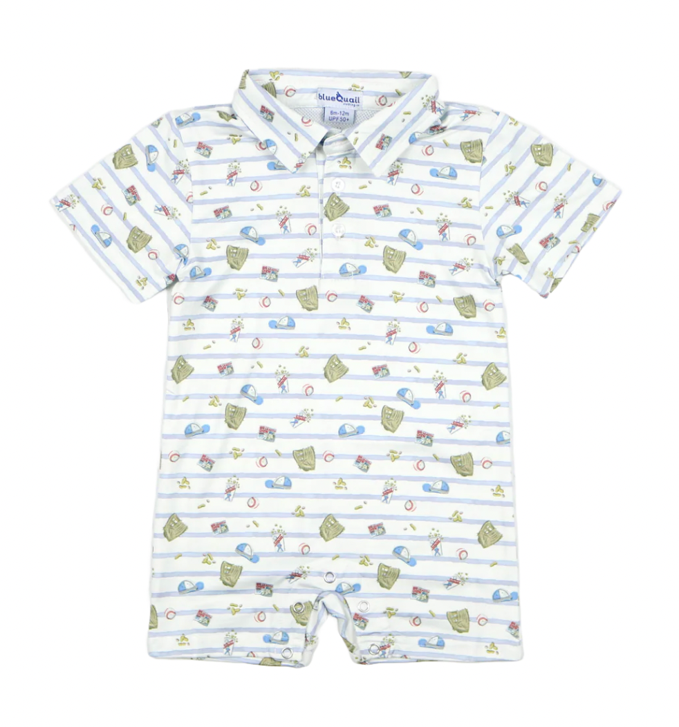 7th Inning Stretch Polo Short Sleeve Romper