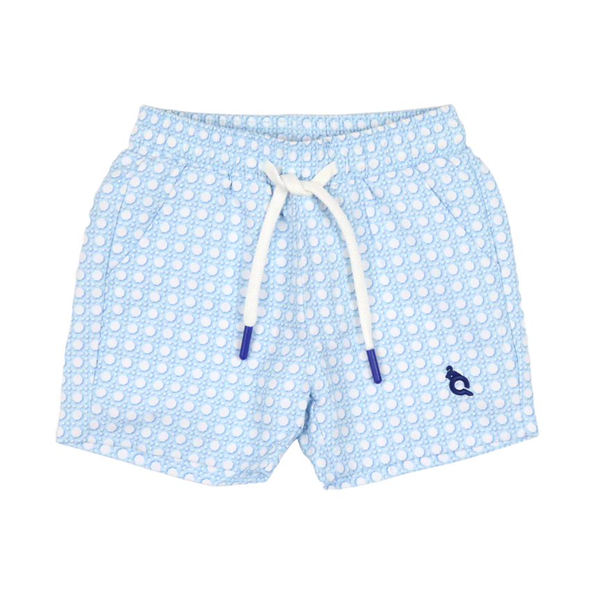 Blue Cane Lattice Swim Trunk