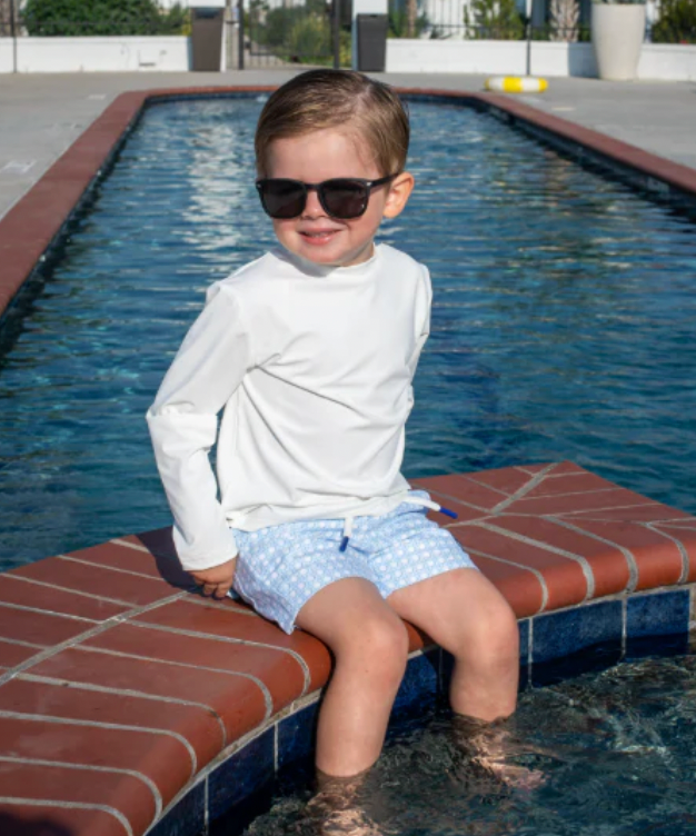 Blue Cane Lattice Swim Trunk