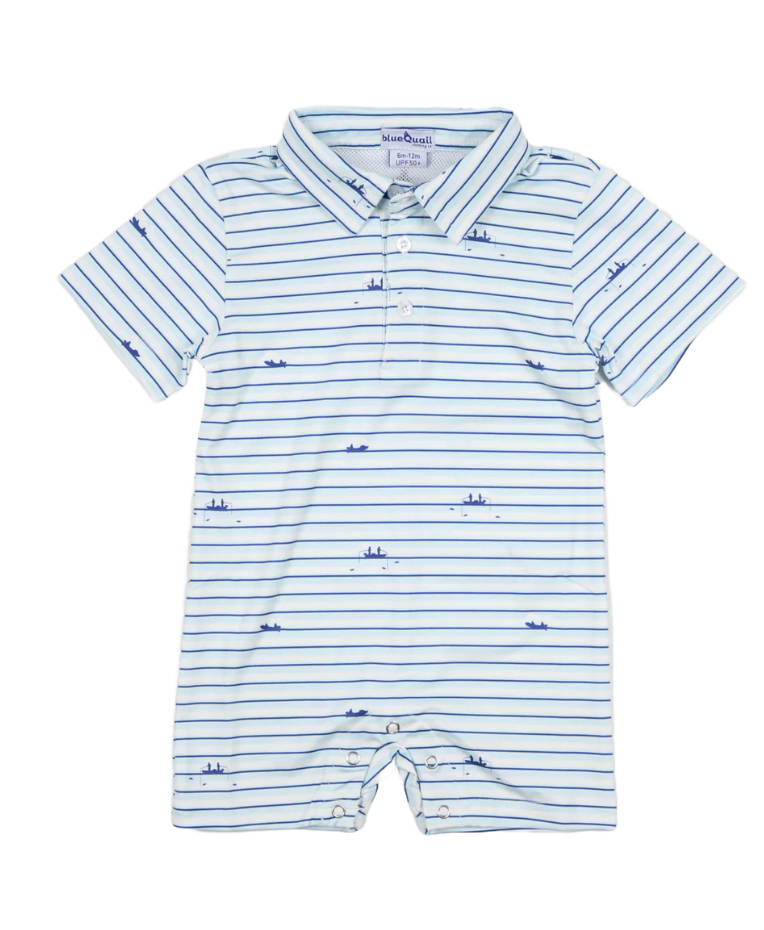 gone Fishin' Polo Short Sleeve Romper