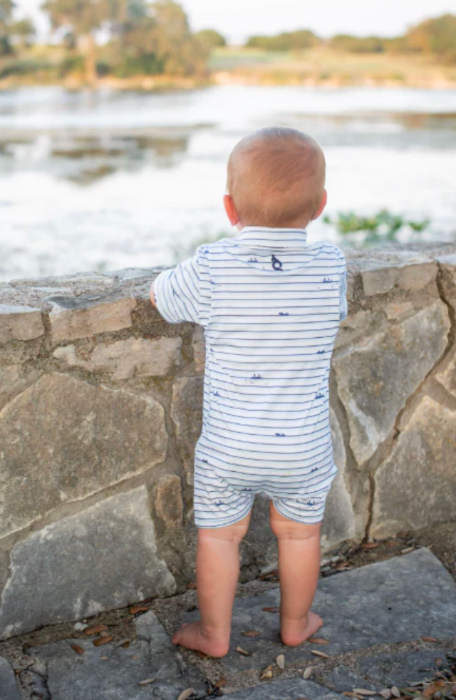 gone Fishin' Polo Short Sleeve Romper