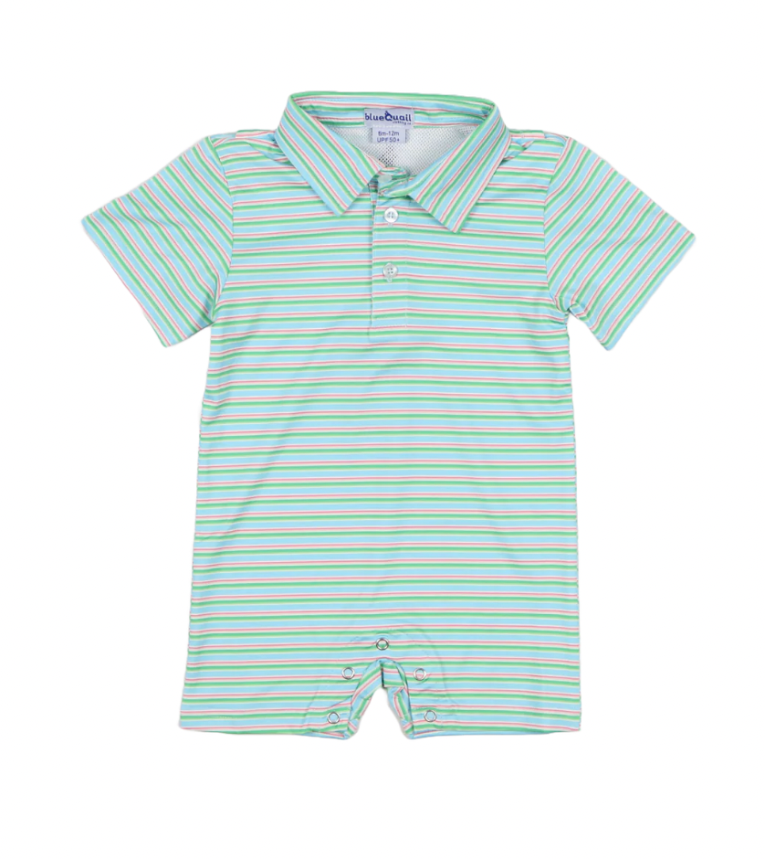 Sherbet Stripe Polo Short Sleeve Romper