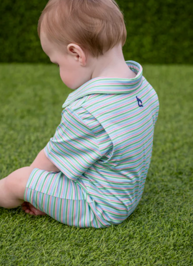 Sherbet Stripe Polo Short Sleeve Romper