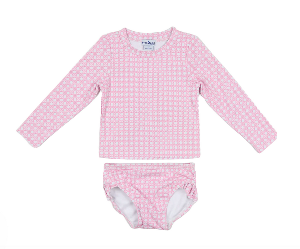Pink Cane Lattice Girls' Swimsuit