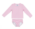 Pink Cane Lattice Girls' Swimsuit