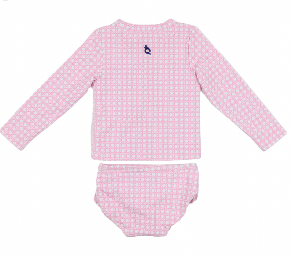 Pink Cane Lattice Girls' Swimsuit