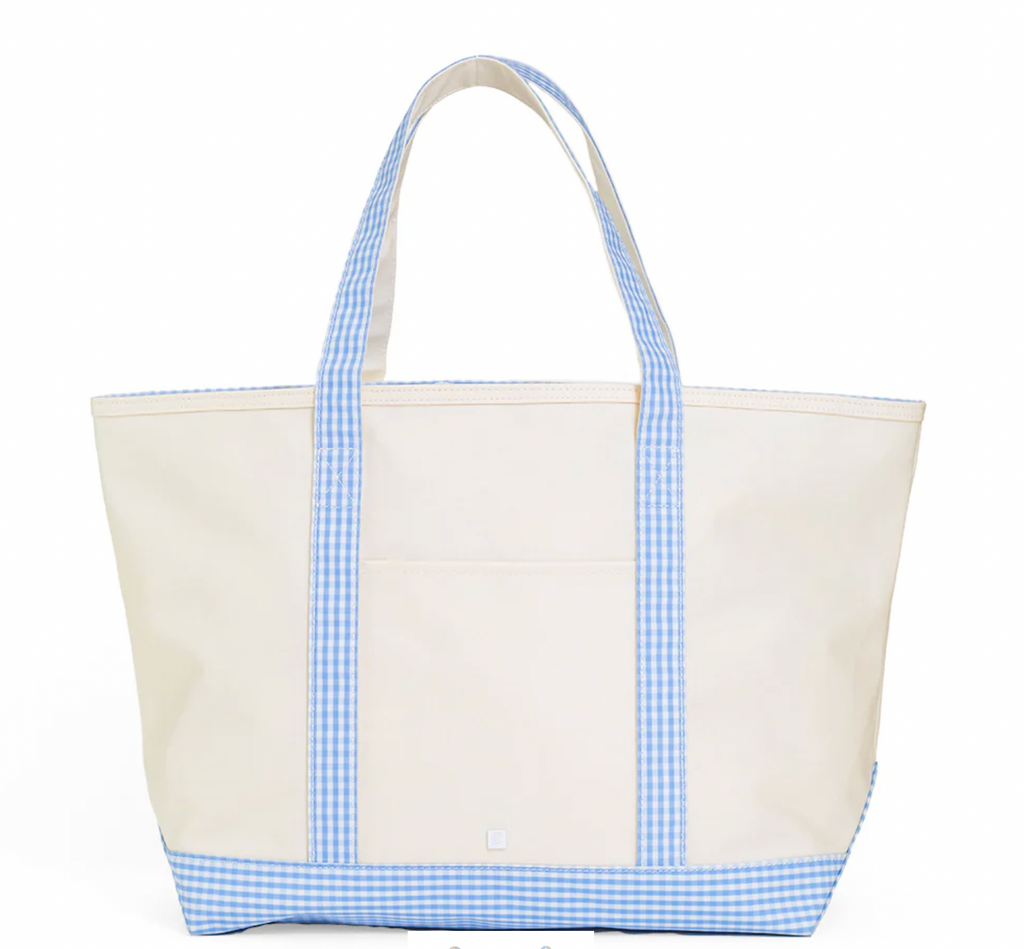 MAXI TOTE - Coated Canvas Natural With Sky Trim