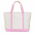 MAXI TOTE - Coated Canvas Natural With Gingham Pink