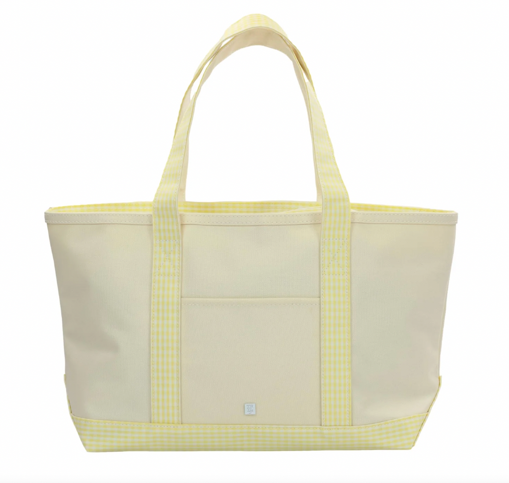 Medium Tote - Coated Canvas Natural With Gingham Buttercup Trim