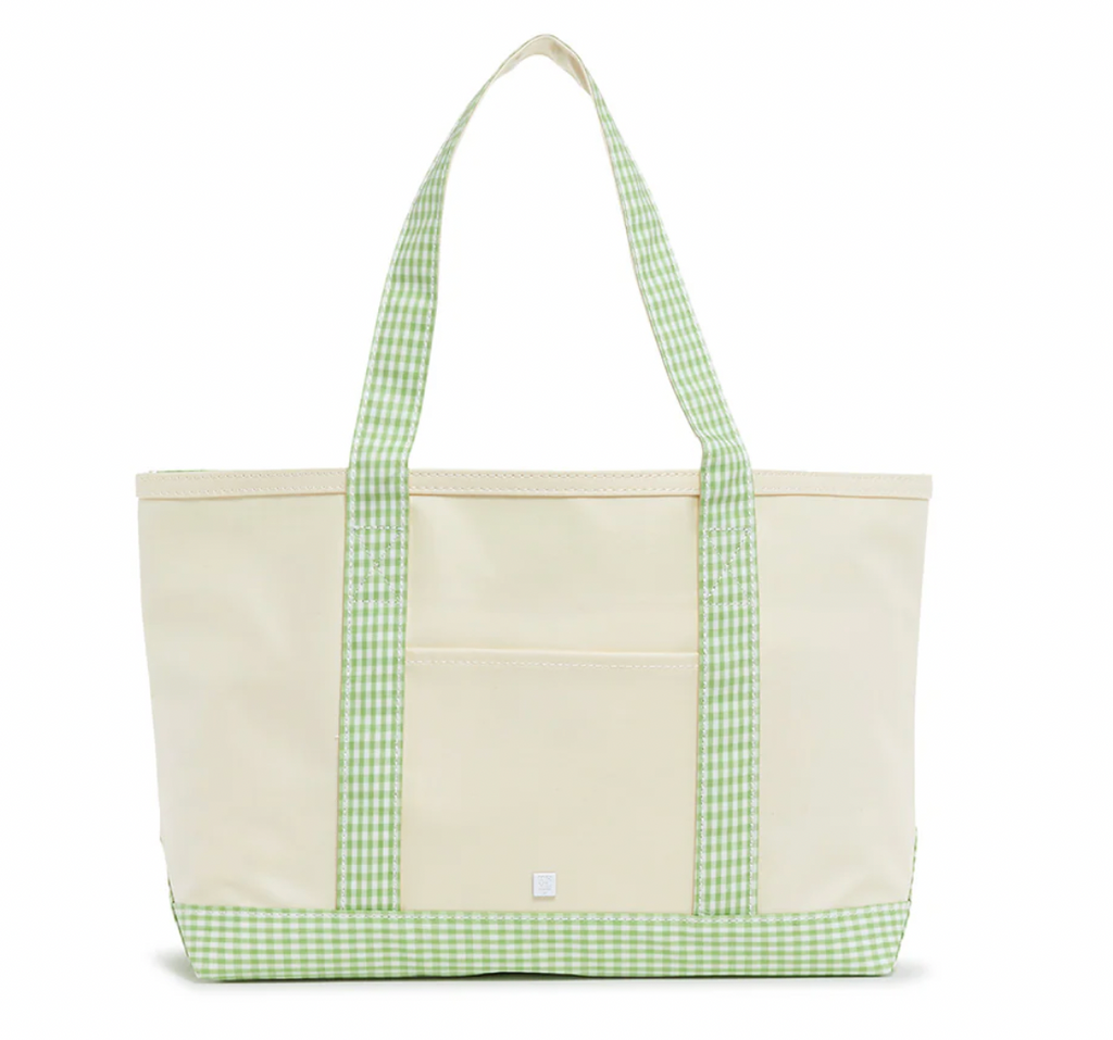 Medium Tote - Coated Canvas Natural With Gingham Leaf Trim