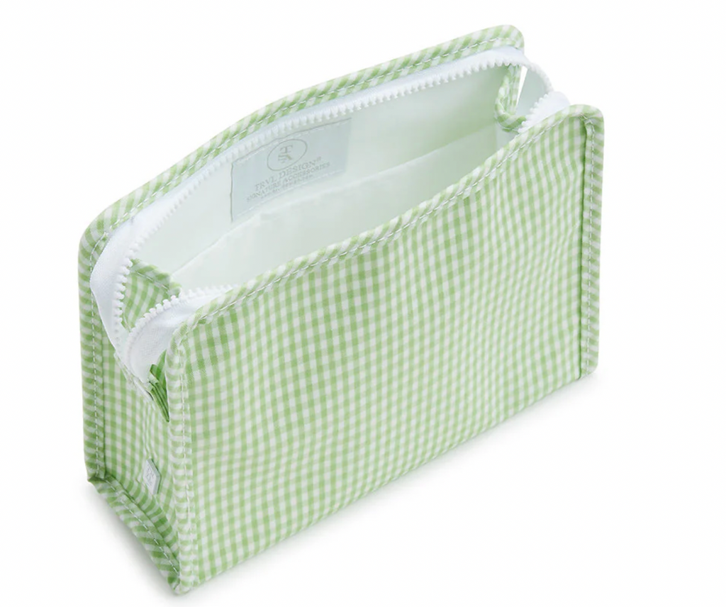 Roadie Large Zip Pouch - Gingham Leaf2