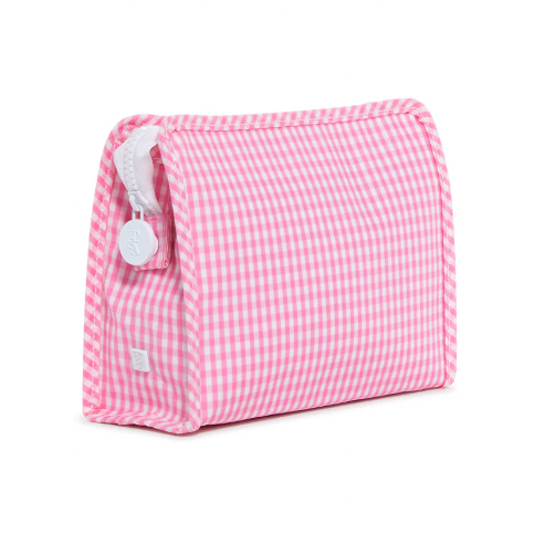 Roadie Medium Zip Pouch - Gingham Pink