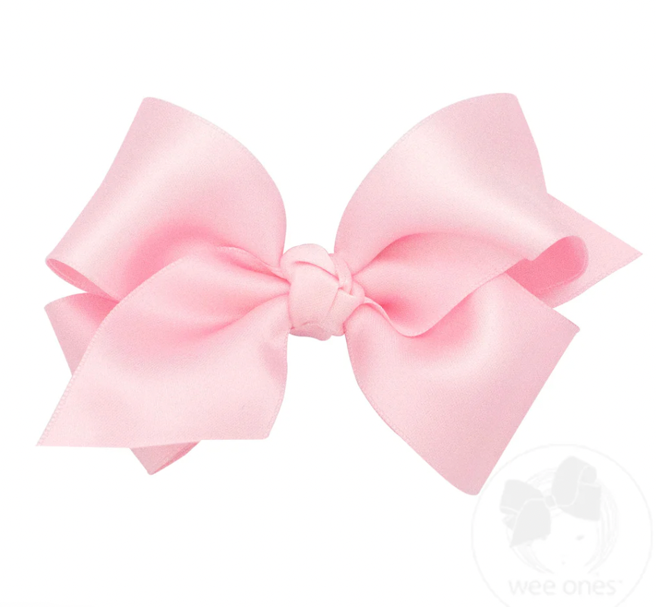 Small French Satin Girls Hair Bow (Knot Wrap)