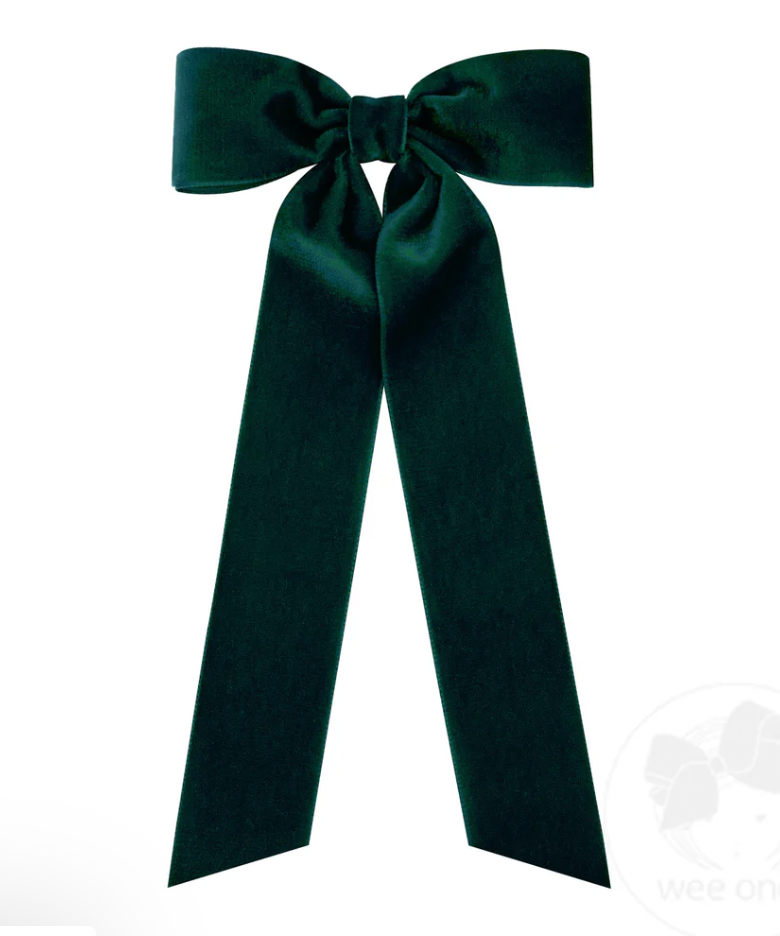Tiny Velvet Bowtie with Plain Wrap and Streamer Tails