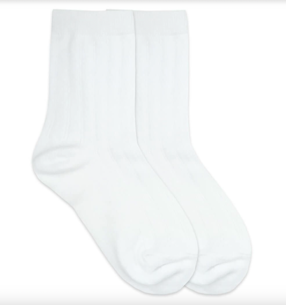 Cotton Rib Crew Socks-White