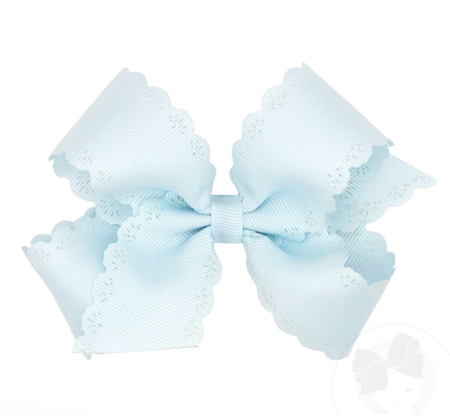 Medium Grosgrain Bow with Eyelet Flower-Embossed Edges