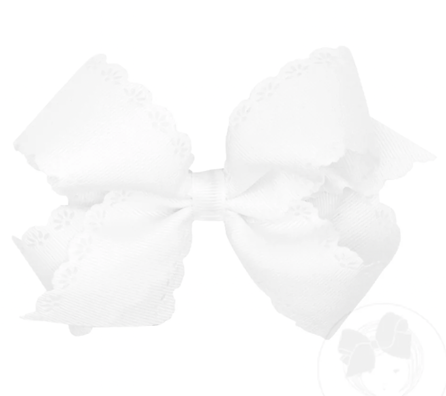 Medium Grosgrain Bow with Eyelet Flower-Embossed Edges