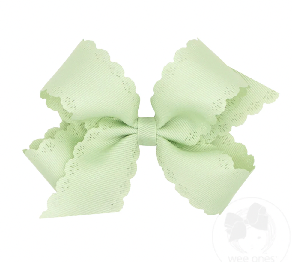 Small King Grosgrain Bow with Eyelet Flower Embossed Edges