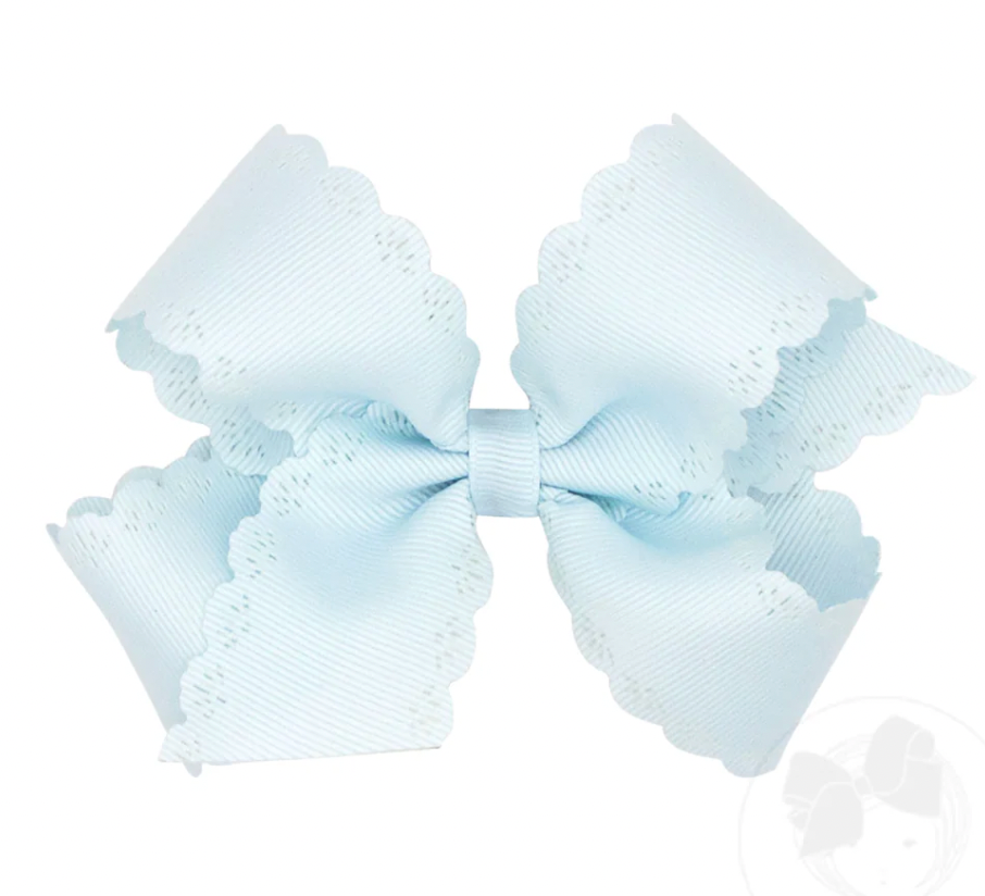 Small King Grosgrain Bow with Eyelet Flower Embossed Edges